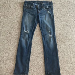 American Eagle, Straight jeans, slightly distressed. Size 2.